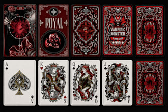 design custom card game illustration board game art playing card template