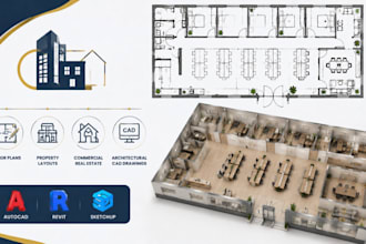 create commercial real estate floor plans, property layouts and cad drawings