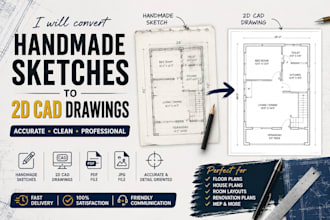 turn your building floor sketches into 2d cad drawings