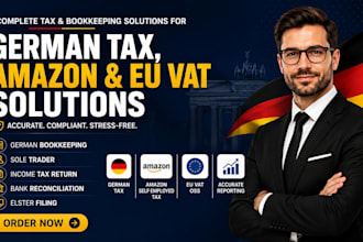 handle german tax, amazon self employed tax, eu vat oss and bookkeeping