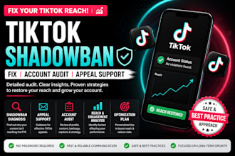 audit and fix tiktok shadowbans, tiktok appeal, fix shadow ban issues