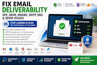 fix email deliverability, spam issues, email authentication, spf, dkim, dmarc