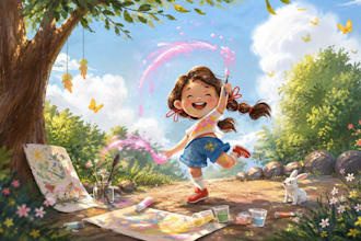 illustrate children book illustration, children story book illustration and kids