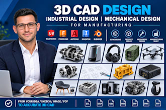 3d cad design industrial product design mechanical part design for manufacturing