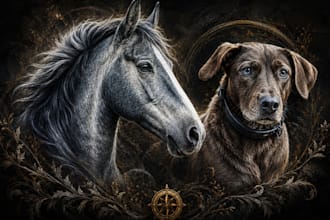 create a custom vector memorial portrait of your pet