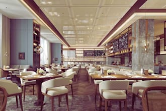 create modern restaurant design with photorealistic renders