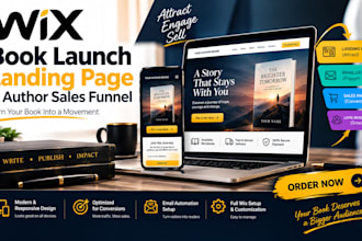 design a wix book launch landing page and author sales funnel