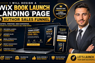 design a wix book launch landing page and author sales funnel