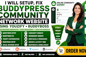 setup and fix buddypress community website, networking website