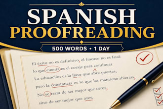 proofread and correct up to 500 words of spanish text