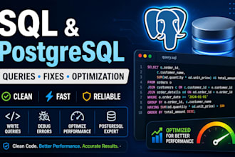 write fix and optimize sql and postgresql queries