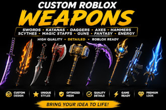 create custom roblox weapon, swords, katanas and game assets