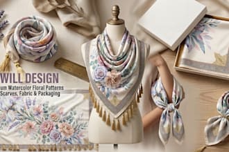 design premium watercolor floral patterns for scarves