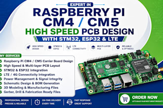 raspberry pi cm4 cm5 high speed pcb design with stm32 esp32 lte module