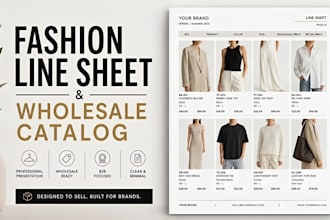 design a professional fashion line sheet and wholesale catalog