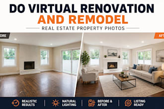 do virtual renovation and remodel real estate property photos