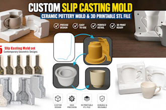 design custom slip casting mold, ceramic pottery mold and 3d printable stl file