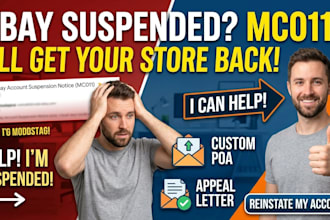 do ebay reinstatement and write poa appeal letter for ebay suspension mc011