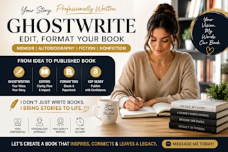 ghostwrite edit format your memoir autobiography fiction nonfiction book writer