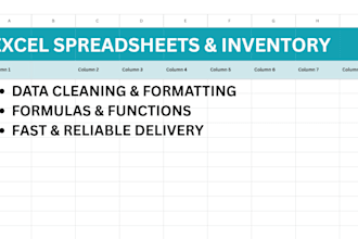 do custom excel spreadsheet design and inventory control