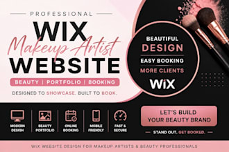 design wix makeup artist website beaty portfolio service booking page website