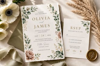 design elegant wedding invitation card, digital rsvp and thank you card suite
