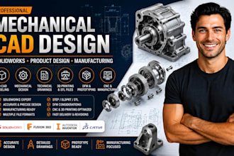 design mechanical parts, solid works, cad modeling for manufacturing