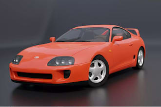 develop optimized 3d game ready cars for unity, toyota supra mk4 render, jdm car