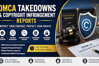 send dmca takedowns, copyright infringement reports and protection