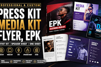 design professional press kit, media kit, flyer design, epk design, artist kit