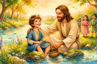 illustrate christian children story book, children story book illustration
