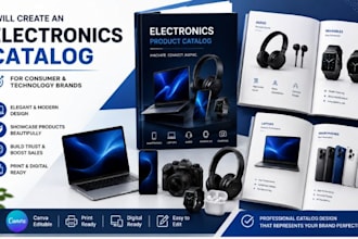 create an electronics catalog  design for consumer and technology brands