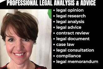 provide professional legal research, legal opinions and legal analysis