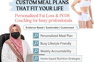 design a clinical meal plan for weight loss, gain and pcos