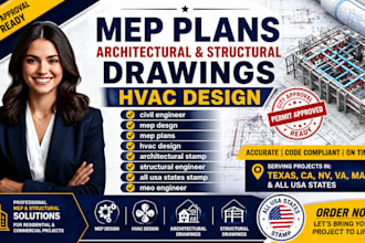 mep plans architectural and structural drawing hvac design in texas, cl, nv, VA