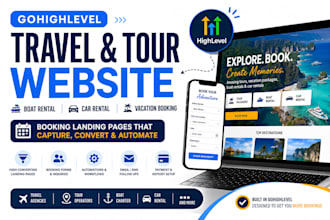 gohighlevel travels tour vacation website boat car rental booking landing page