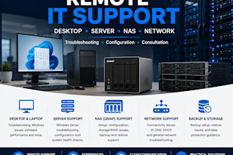 provide remote desktop, server and nas technical support