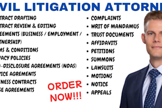 draft legal motions, complaints, pleadings and civil litigation documents