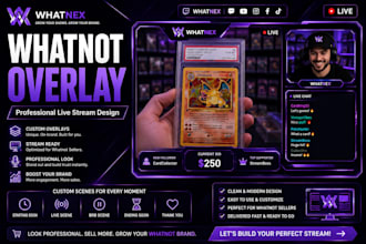 design a professional whatnot overlay for your live stream