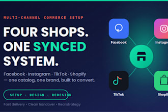 setup facebook shop,tiktok shop setup,ig shop, shopify store design and redesign