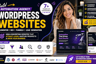 build automation agency wordpress website with elementor, SEO, funnels, lead gen