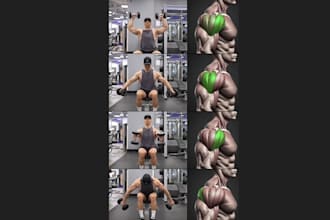 do 3d gym character animation for fitness, workout, exercise, yoga