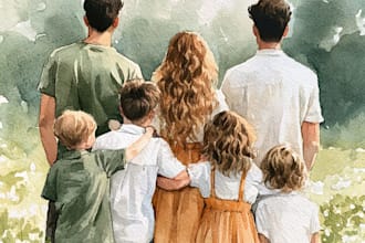 make watercolor family portrait