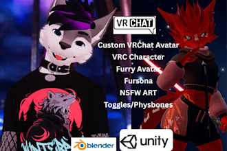 custom vrchat avatar furry avatar fursona 3d model for PC and quest nsfw avatar