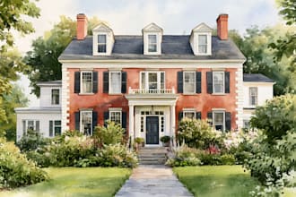 watercolor house portrait painting