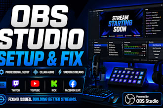 setup profesional obs studio for twitch, youtube, kick and facebook live