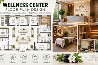 design wellness center floor plans, therapy spaces, wellness layouts cad drawing