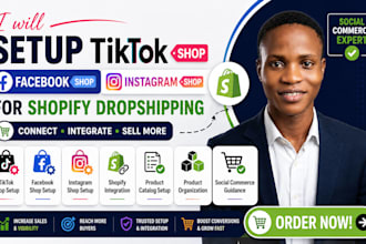 setup tiktok shop facebook shop or instagram shop for shopify dropshipping store