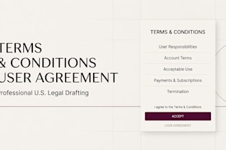 draft professional US attorney terms and conditions and user agreement