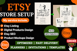 design etsy digital product etsy shop setup etsy seo listing etsy store setup